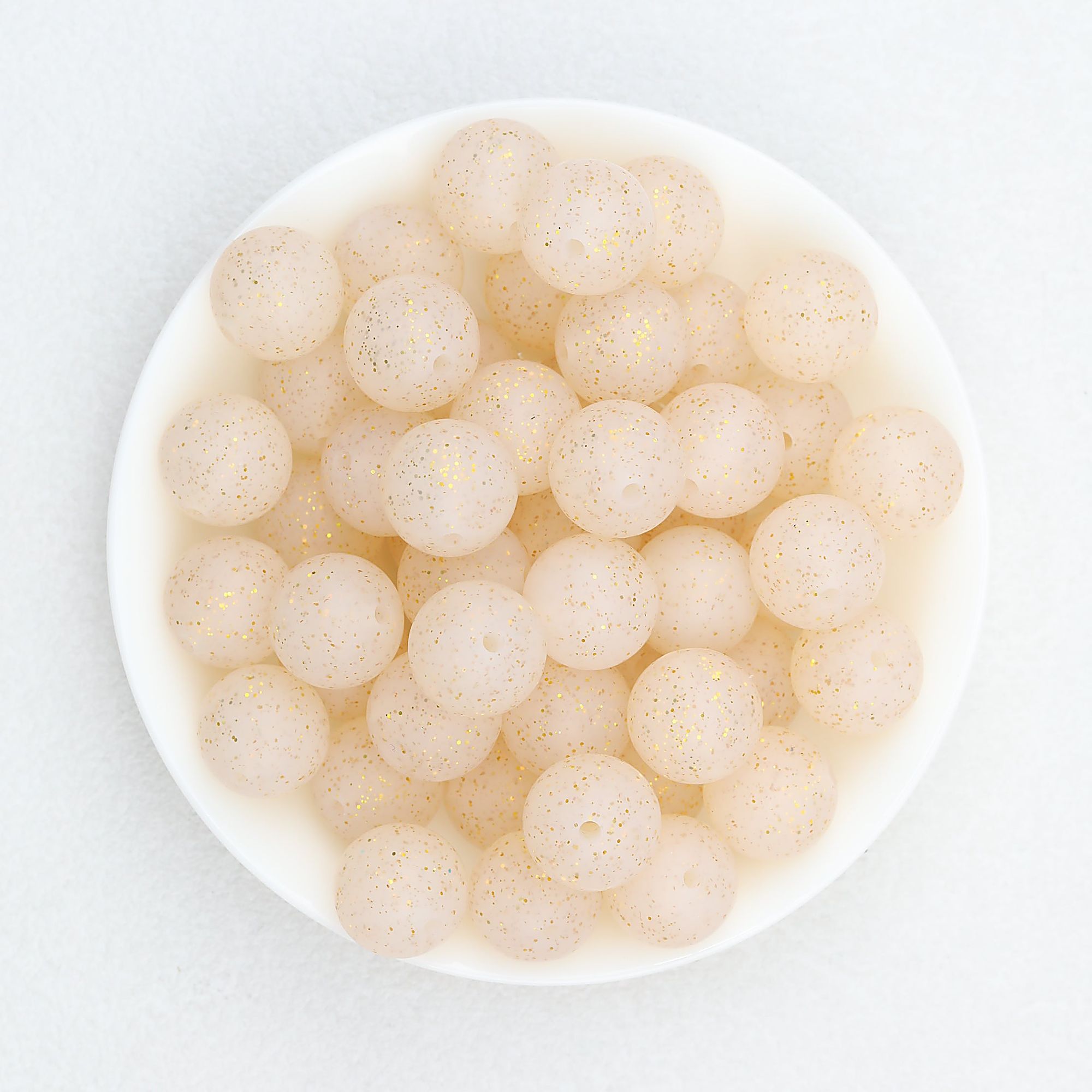 15mm Glitter Silicone Round Beads with 2.5mm Hole 50pcs - Glitter Yellow