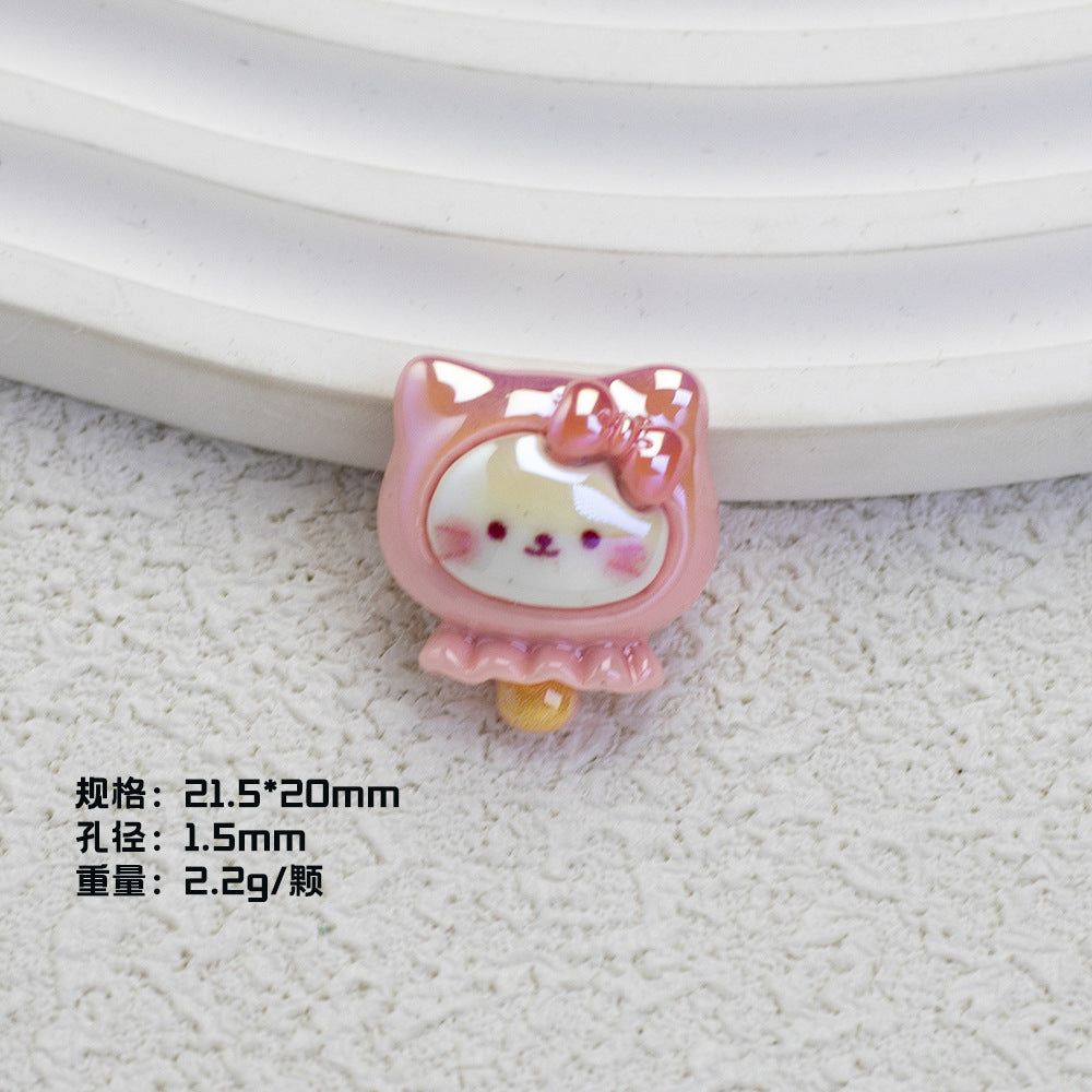 Glossy Plating Tiny Cute HK Kitten Resin Beads 10pcs 9
