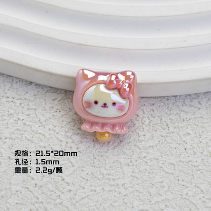 Glossy Plating Tiny Cute HK Kitten Resin Beads 10pcs 9