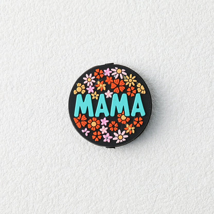 Floral Mother Silicone Focal Beads Round 20pcs