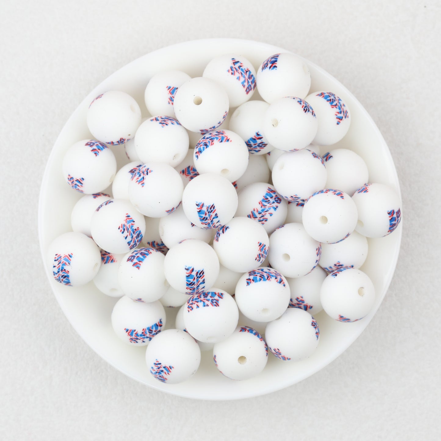 15mm Printed Pattern Silicone Beads Colorful Design 50pcs 2