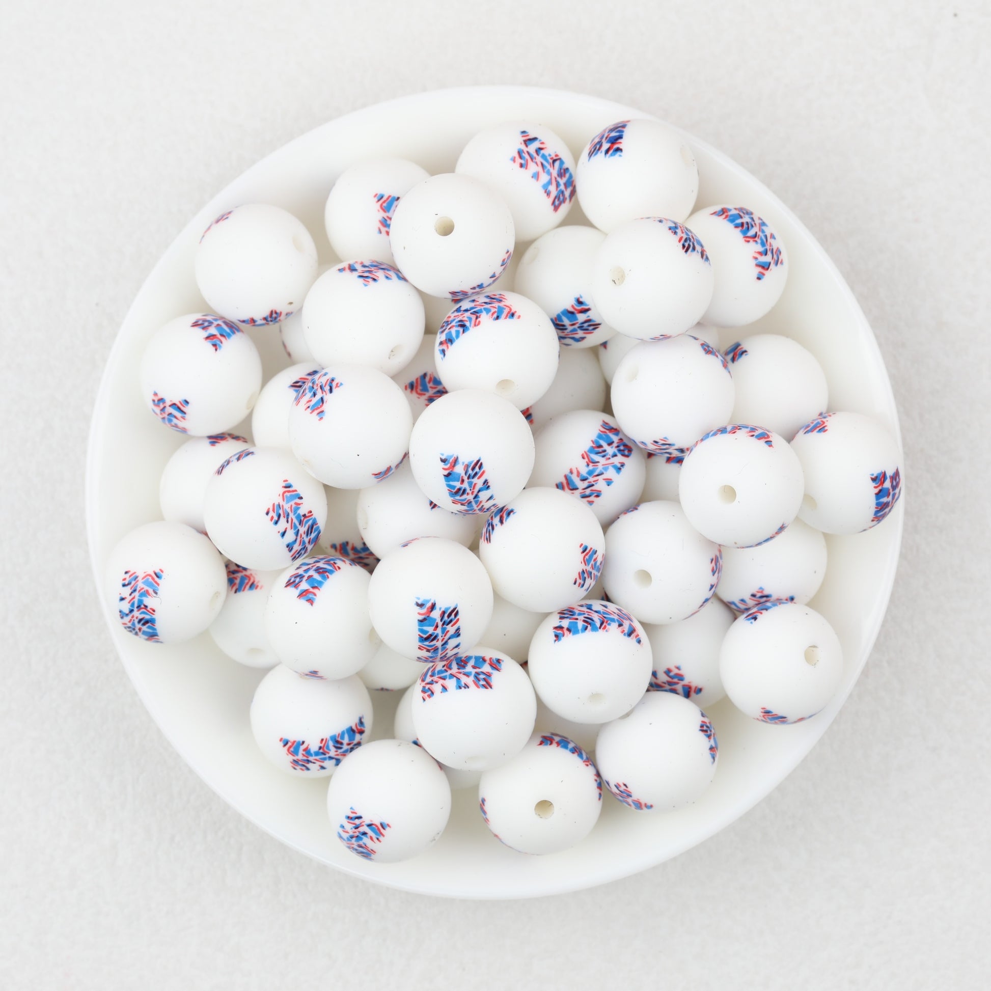 15mm Printed Pattern Silicone Beads Colorful Design 50pcs 2