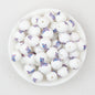 15mm Printed Pattern Silicone Beads Colorful Design 50pcs 2