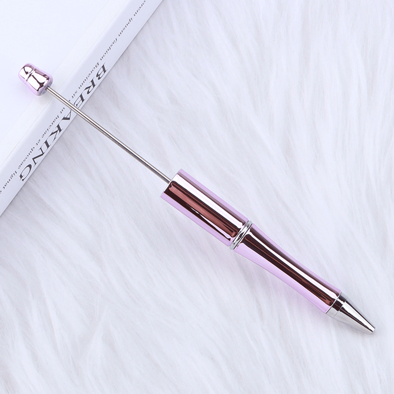 Beadable Plastic Pens Wholesale, UV Electroplated Metallic Gradient Colorful Ballpoint, 11.5mm x 145mm