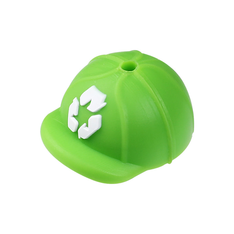 Silicone 3D Focal Beads Sanitation Red Cap Recycling Symbol 14