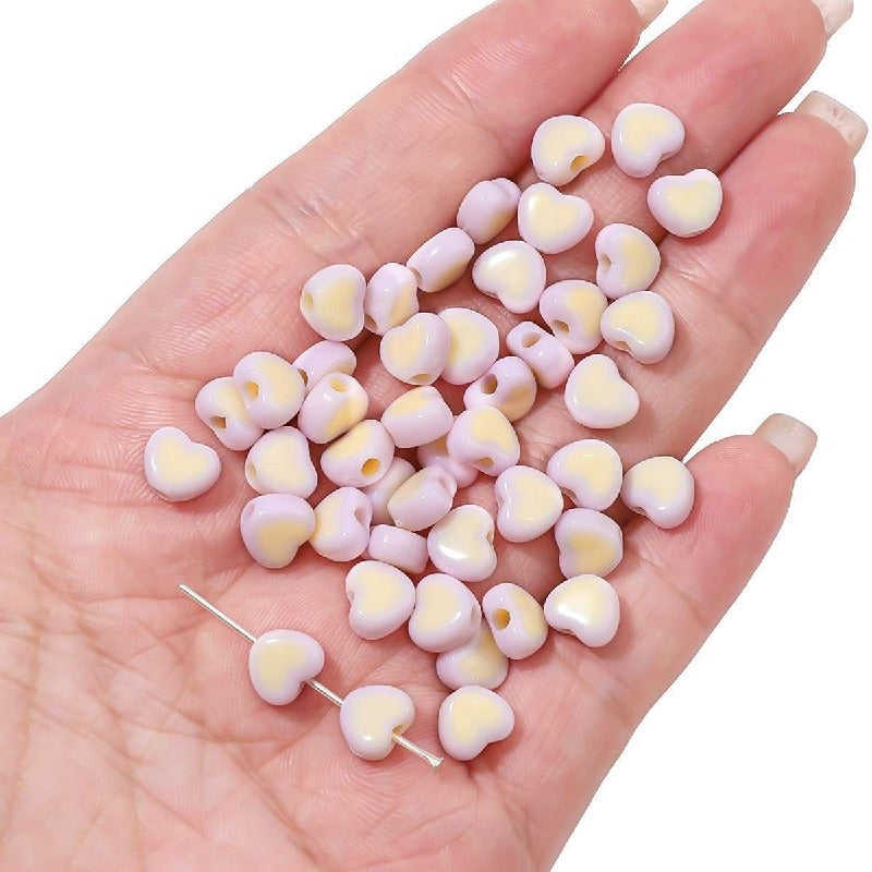 Colorful Heart Acrylic Beads 8x7mm Pastel Mixed 60pcs 9