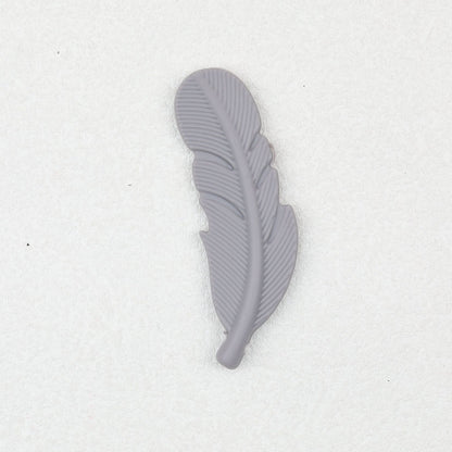 Colorful Feather Shaped Silicone Beads 20pcs - Light Gray