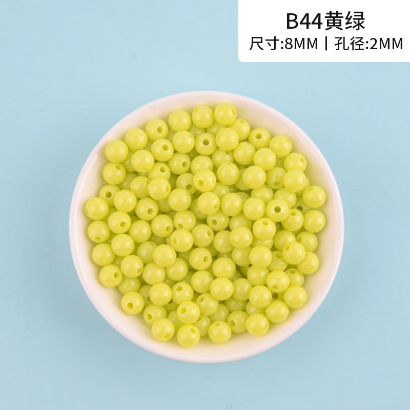 Solid Color Round Acrylic Beads 8mm 100g 24