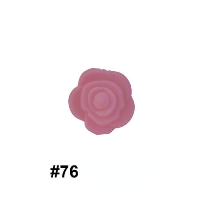 Double-Sided Flower Silicone Beads Multi Color Solid 50pcs 29