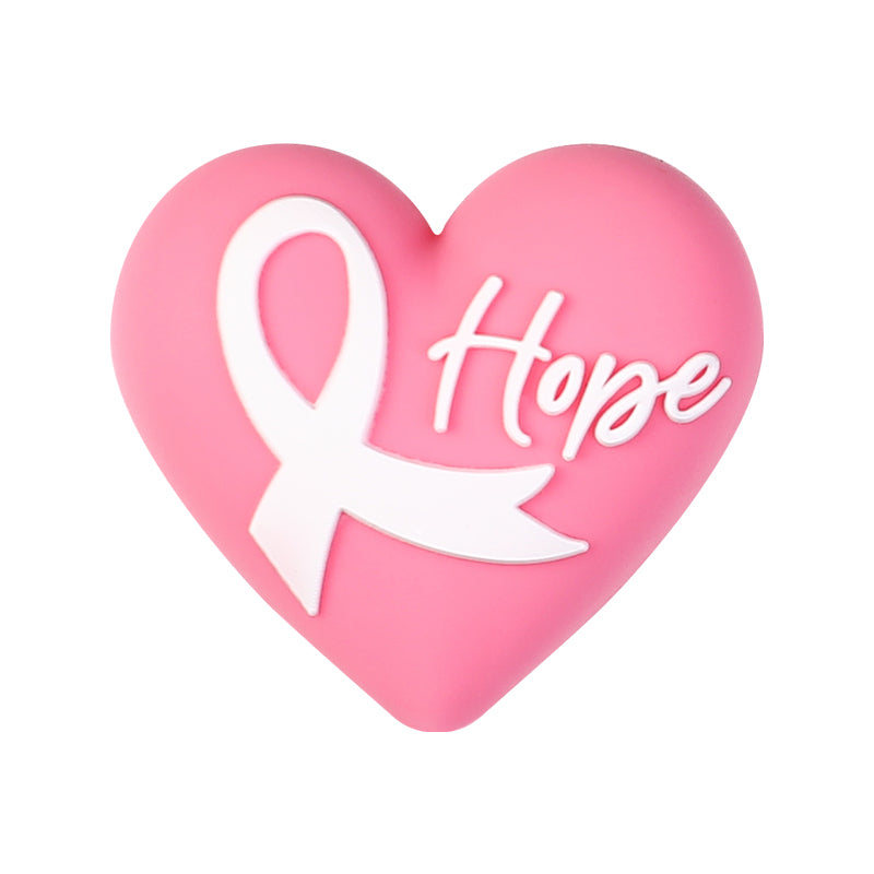 Breast Cancer Awareness 3D Silicone Focal Beads Pink Ribbon 20pcs 10