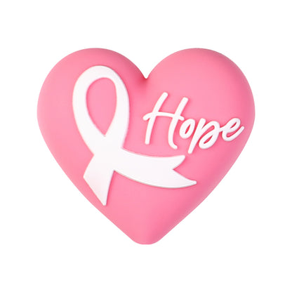 Breast Cancer Awareness 3D Silicone Focal Beads Pink Ribbon 20pcs 10