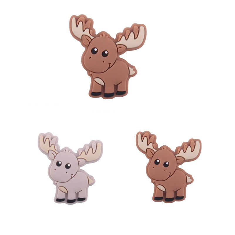 Silicone Focal Beads Elk Friendly Expression with Detailed Antlers 20pcs