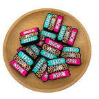 Silicone Focal Beads Teach Love Inspire Stacked Text Bands 20pcs 2