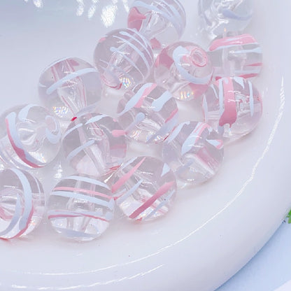 Hand Painted Wind Chimes Acrylic Beads 16mm Transparent Colorful 10pcs 9