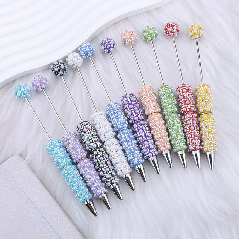 Beadable Pen with Pearl and Rhinestone Decoration Plastic 16.5g 153x17.5mm 2