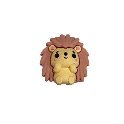Silicone 3D Focal Beads Hedgehog Front Facing 20pcs 3