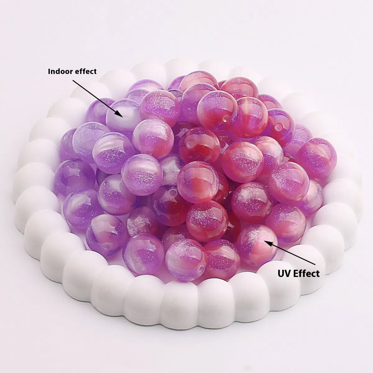 Color Changing Glitter Resin Beads 10/16mm Sparkle Mixed 10pcs 13