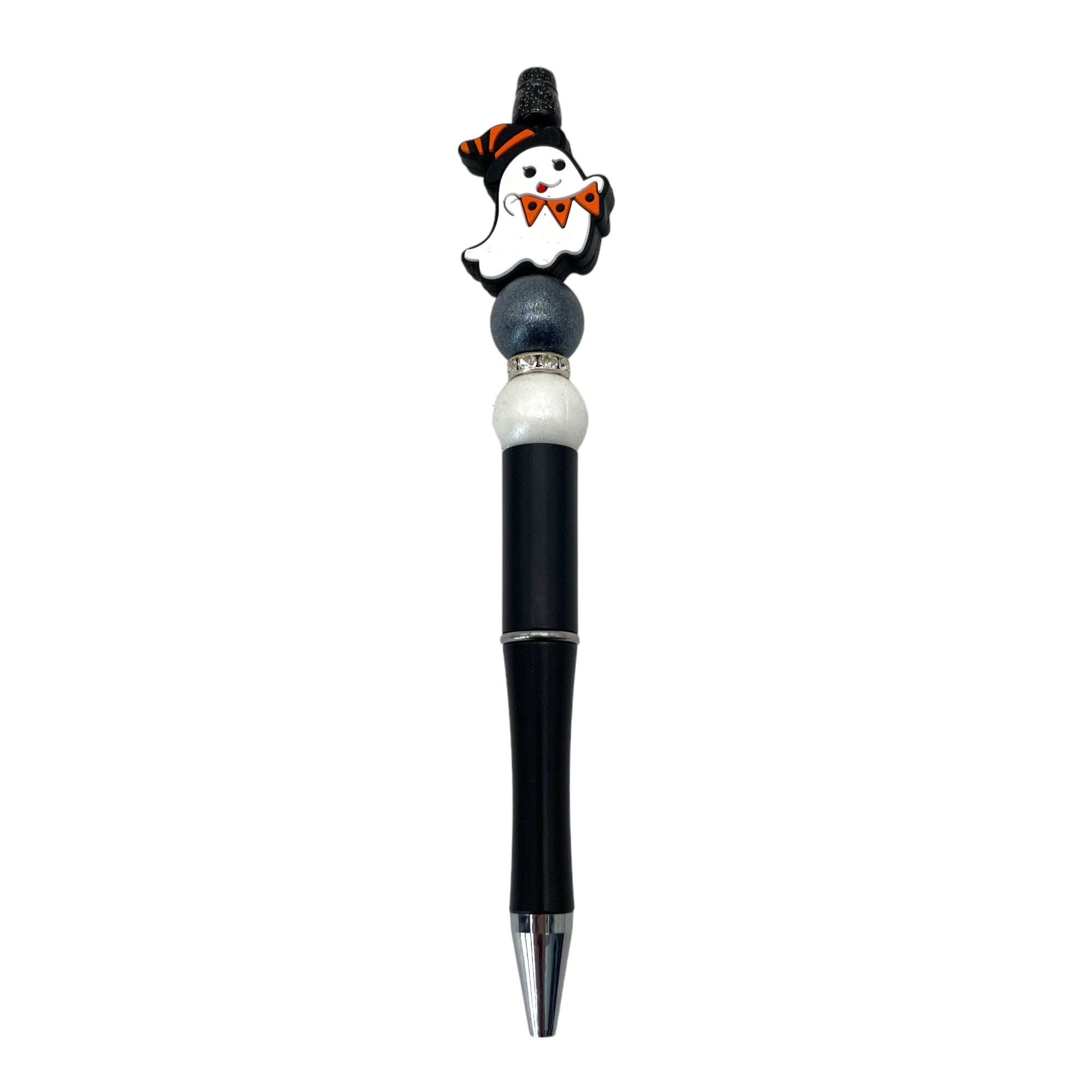 Silicone Focal Beads Halloween Ghost Holding Witch Hat Banners 20pcs 3