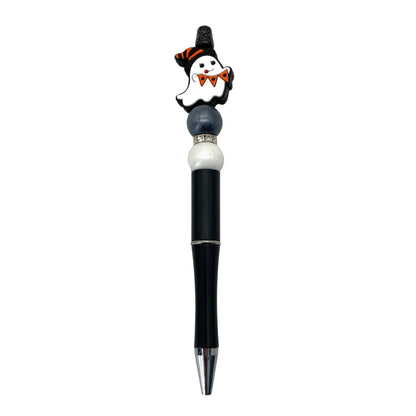 Silicone Focal Beads Halloween Ghost Holding Witch Hat Banners 20pcs 3