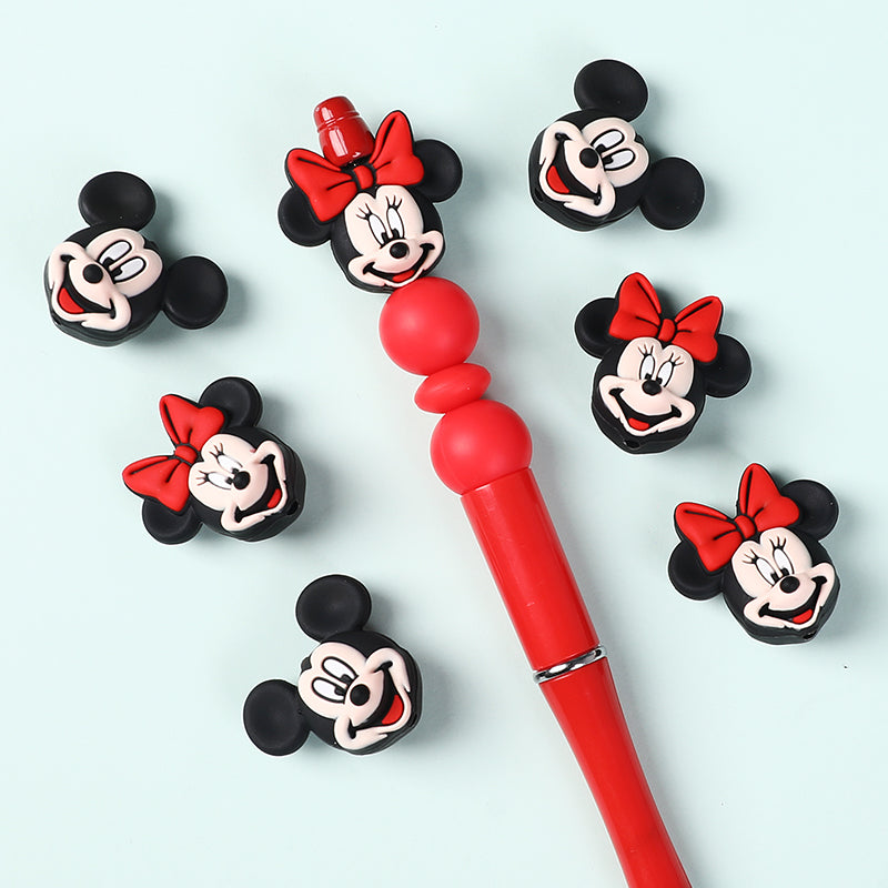 Silicone 3D Focal Beads Mickey Minnie Iconic Characters Vibrant Colors