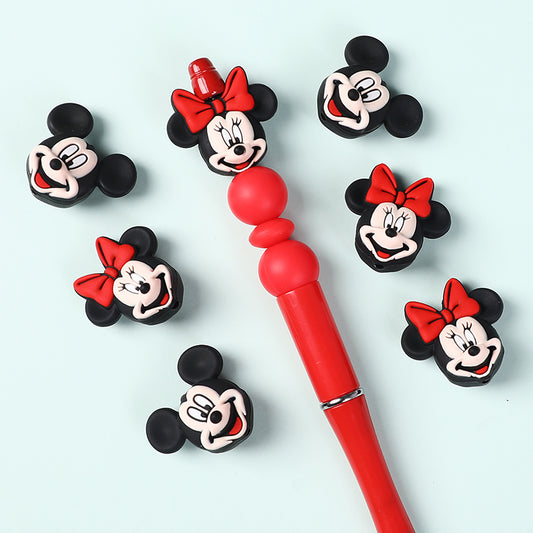 Silicone 3D Focal Beads Mickey Minnie Iconic Characters Vibrant Colors