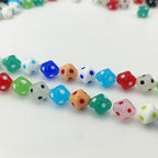 Lampwork Glass Beads Rhombus 12mm Jelly Color Polka Dot 8pcs
