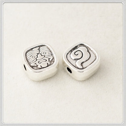 Square Metal Beads 10mm Kilam Auspicious Cloud Pattern 50pcs 3