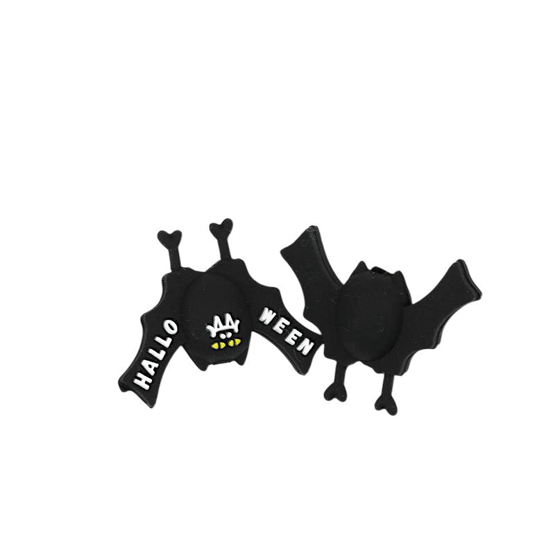 Silicone 3D Focal Beads Halloween Inverted Bat Halloween Text 20pcs