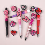 Silicone Focal Beads Pink Theme Heart Bow Disco Ball 20pcs 6