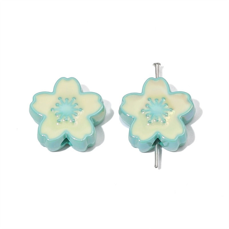 Ombre Sakura Flower Acrylic Beads 20mm Assorted Colors 4pcs 16
