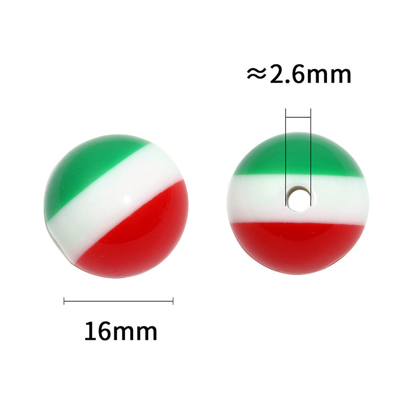 16mm Striped Acrylic Round Beads Colorful Random Mix 50pcs 3