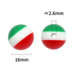 16mm Striped Acrylic Round Beads Colorful Random Mix 50pcs 3