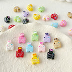 Double Sided Heart and Perfume Bottle Metal Beads 13/16mm Painted Alloy 10pcs