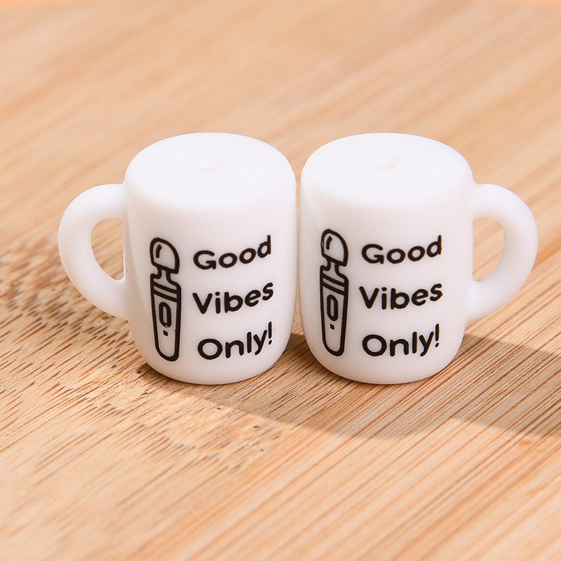 Silicone Focal Beads Printed Cup With Handle 20pcs 11