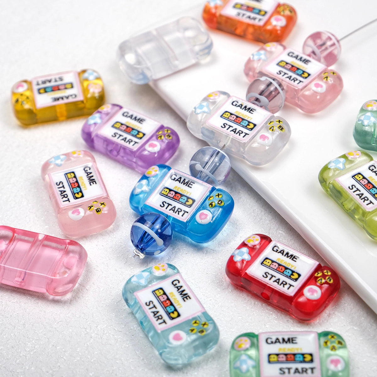 Clear Square Acrylic Beads 25mm Game Console Printed 10pcs