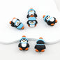 3D Winter Penguin Silicone Focal Beads with Blue Scarf 20pcs 2