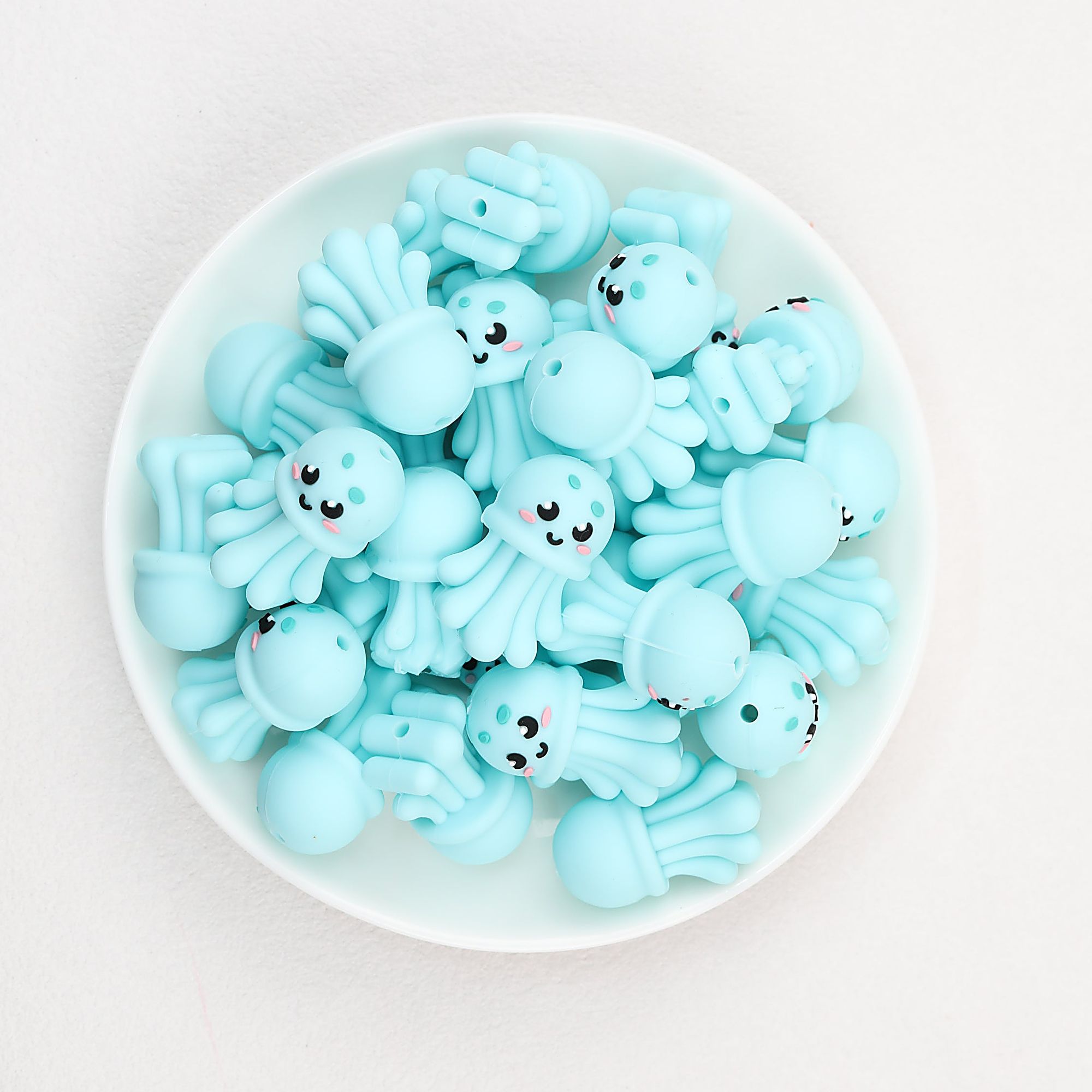 Silicone 3D Jellyfish Focal Beads Blue 20 pcs