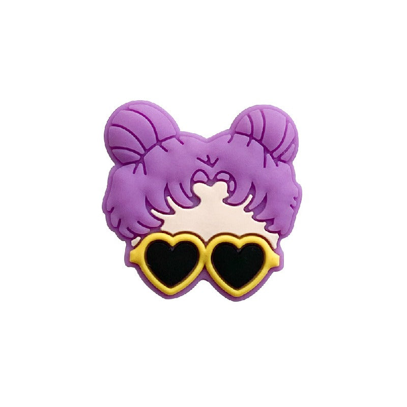 Silicone Focal Beads Glass Girl Double Buns Heart Sunglasses 20pcs 5