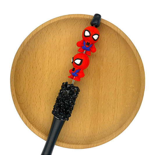 Silicone 3D Focal Beads Spiderman Bright Red White Eyes 2