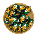 Silicone Focal Beads Autumn Gnome Wearing Yellow Hat Circle Badge 2