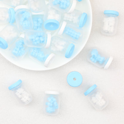 Silicone 3D Christmas Snowflake Focal Beads White Blue 20pcs 3