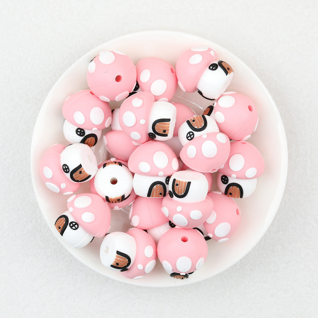 3D Cute Mushroom House Silicone Focal Beads 20Pcs  3