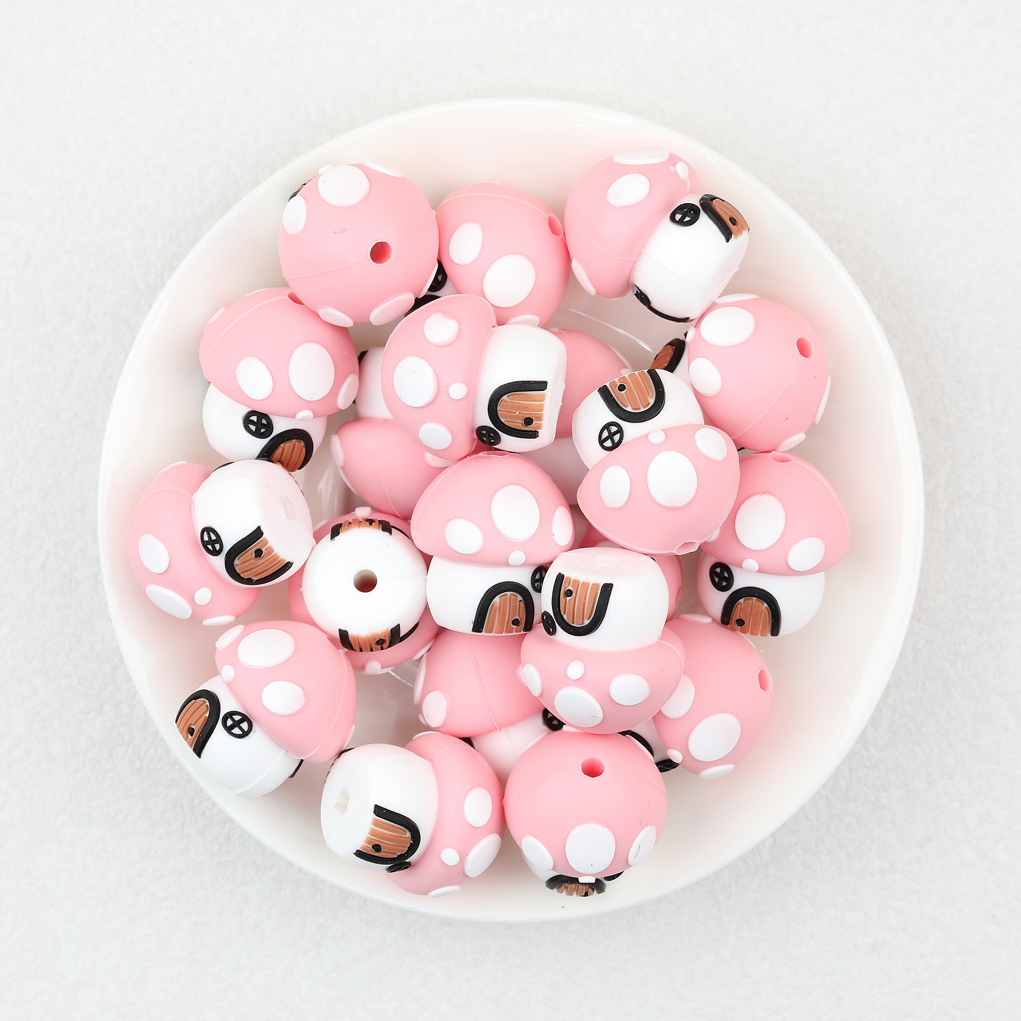 3D Cute Mushroom House Silicone Focal Beads 20Pcs  3