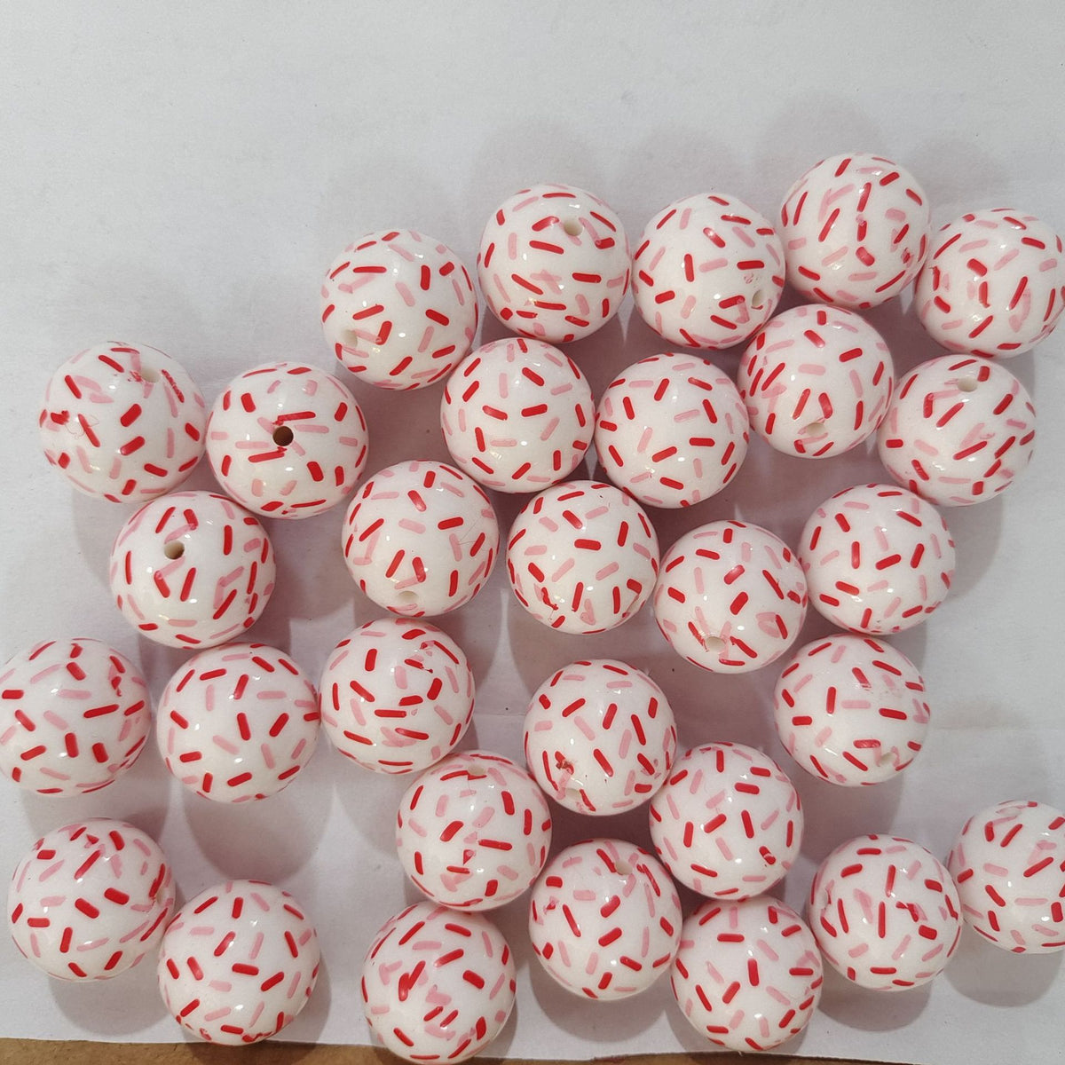 Printed Bubblegum Beads 20mm Christmas Lollipop Swirl Acrylic 5