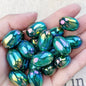 Electroplated Opal Jujube Shaped Resin Beads 21mm Iridescent 10pcs 9