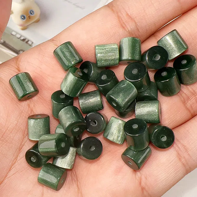 Gradient Color Cylindrical Resin Beads 8mm Glitter Effect 10pcs 8