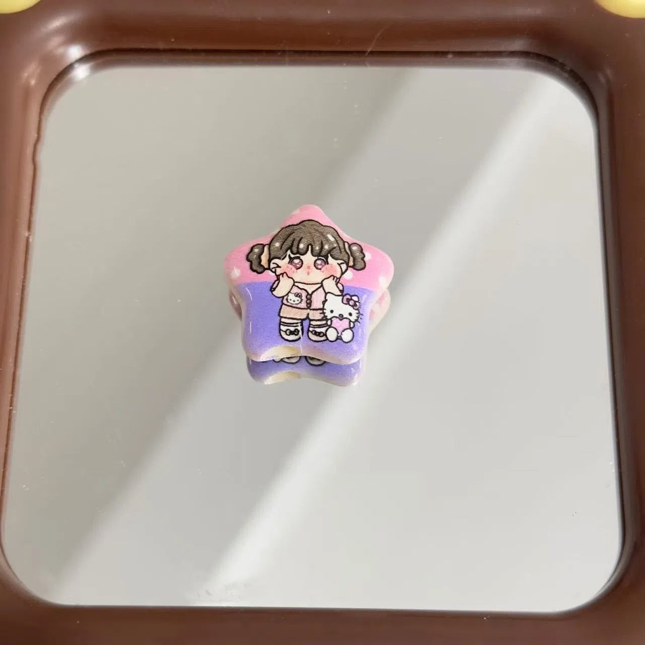 Star Shaped Acrylic Beads 25mm Cartoon Sweet Girl Printed 10pcs 4