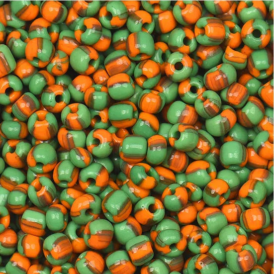 Dual Color Striped Seed Glass Beads 4mm Orange Green 900pcs