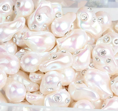 Irregular Acrylic Beads ABS Plastic Imitation Pearl Rhinestone 10pcs 11