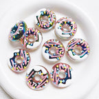 Hand Drawn Donut Acrylic Beads 30mm Colorful Pastel Swirl 5pcs 3